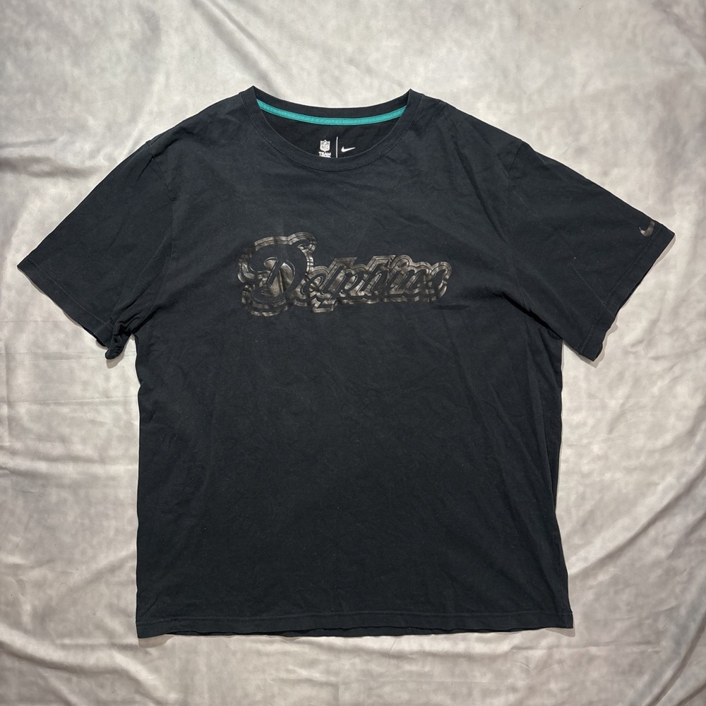 Miami Dolphins Nike T Shirt Mens XXL Black Dri Fit NFL Team Apparel Short Sleeve